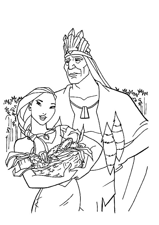 Plansa de colorat cu Pocahontas 52 48